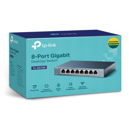 TP-Link TL-SG108 8-Port 10/100/1000Mbps Desktop Šakotuvas