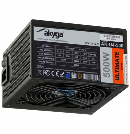 Akyga AK-U4-500 power supply unit 500 W 20+4 pin ATX ATX Black