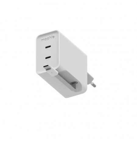 Mophie ROC GaN - wall charger, 2x USB-C, 67W with retractable cable (white)