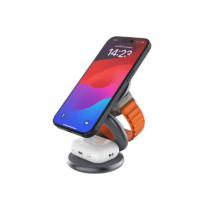 Fixed MagPowerstation Round 3-in-1 foldable wireless charger with MagSafe support | Gray