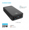 Fixed Power Bank Zen2 20 with LCD Display and PD 20W Output | 20000 mAh | Black