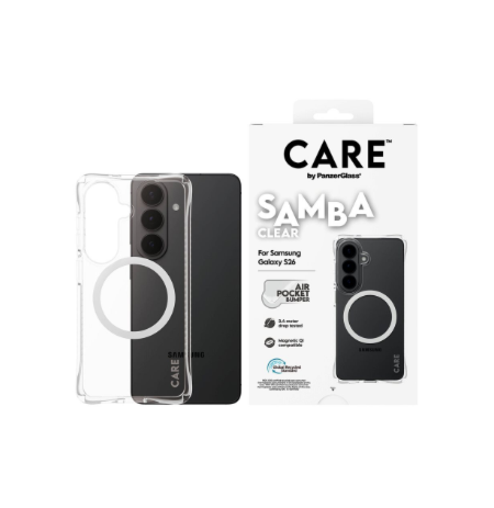CARE by PanzerGlass Samba Case Transparent w. White Qi Samsung New Galaxy S26 | PanzerGlass