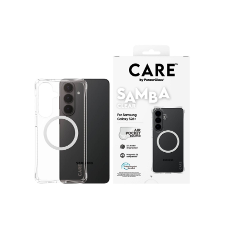 CARE by PanzerGlass Samba Case Transparent w. White Qi Samsung New Galaxy S26 Plus | PanzerGlass