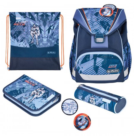 Herlitz UltraLight Plus TechMech school bag set Boy Polyester Blue, Orange