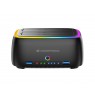 Conceptronic DONN36B Dual-bay RGB Hard Drive Docking Station, for 2.5/3.5-Inch HDD SSD, 2 x USB A, SD/TF Card Reader, UASP