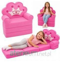 Foldable sofa bed armchair with crown 2in1 for children soft pink