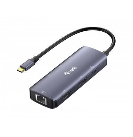 Equip USB-C 7-in-1 MST Multifunctional Adapter, Dual HDMI 4K/30Hz, Gigabit Ethernet, 100W USB-C PD, USB-C (5Gbps) x 1, USB-A