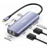 Equip USB-C 7-in-1 MST Multifunctional Adapter, Dual HDMI 4K/30Hz, Gigabit Ethernet, 100W USB-C PD, USB-C (5Gbps) x 1, USB-A