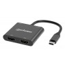 Manhattan USB-C to Dual HDMI & USB-A Adapter, Dual 4K@30Hz or Single 4K@60Hz, Power Delivery 100W, 480 Mbps (USB 2.0), Cable