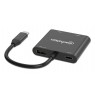 Manhattan USB-C to Dual HDMI & USB-A Adapter, Dual 4K@30Hz or Single 4K@60Hz, Power Delivery 100W, 480 Mbps (USB 2.0), Cable