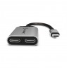 Alogic Adapter USB-C -daugiau  2x USB-C St/2xBu 10cm Space grey