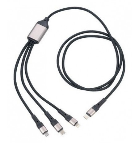 TROIKA DREIZACK PRO USB cable 1.2 m USB C USB C/Micro USB-A/Lightning 100 W Black, Grey