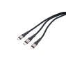 TROIKA DREIZACK PRO USB cable 1.2 m USB C USB C/Micro USB-A/Lightning 100 W Black, Grey