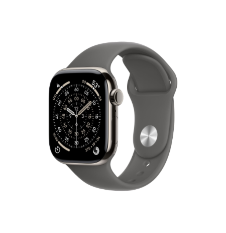 Apple Watch Series 11 GPS + Cellular 42mm Natural Titanium Case with Stone Grey Sport Band - S/M