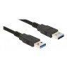 Kabelis DELOCK USB 3.0 Type-A male daugiau USB 3.0 Type-A male, 3m., juodas / 85063
