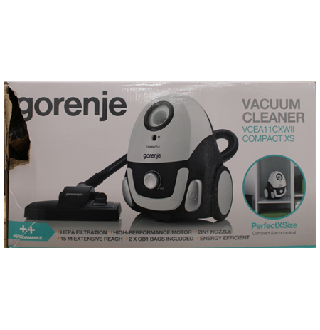 SALE OUT. | Gorenje | Vacuum cleaner | VCEA11CXWII | Bagged | 750 W | Operating radius 15 m | White | Warranty 24 month(s) | DAM