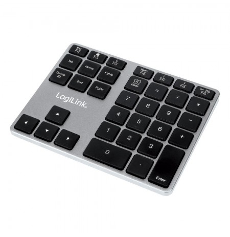 LogiLink ID0187 numeric keypad Universal Bluetooth Aluminium, Black