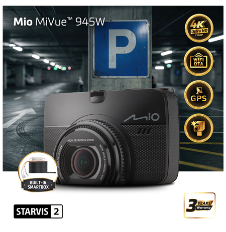 Mio MiVue 945W Premium 4K, STARVIS 2, Wi-Fi, GPS Dash Cam | Mio