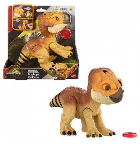 Jurassic World Rebirth Primal Protector Aquilops Dolores Interactive Dinosaur Toy, Attack & Sounds