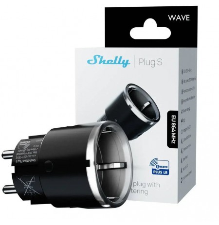 Shelly Wave Plug S - Z-Wave 800 smart socket Black