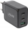 InLine USB PD power supply, GaN charger, 3-port, Dual USB-C + USB-A, 65W