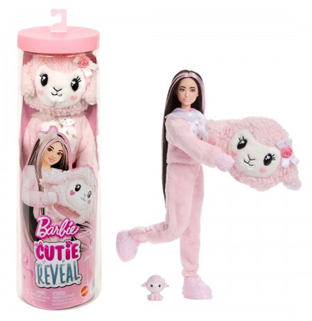 Barbie Cutie Reveal Doll & Accessories, Cuddly Series Lamb with 10 Surprises