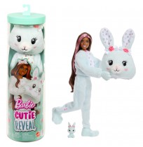 Barbie Cutie Reveal Doll & Accessories, Cuddly Series Bunny with 10 Surprises