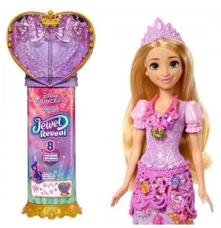 Disney Princess Jewel Reveal Rapunzel Fashion Doll w/ 8 Surprises Including Gem Box & 10 Accessories