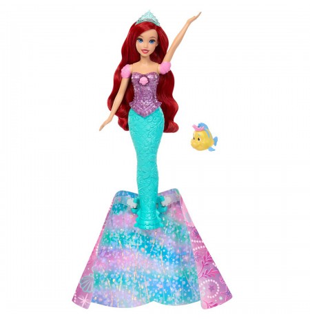 Disney Princess Ariel Human to Mermaid Transforming Fashion Doll with Flounder & 2 Accessories