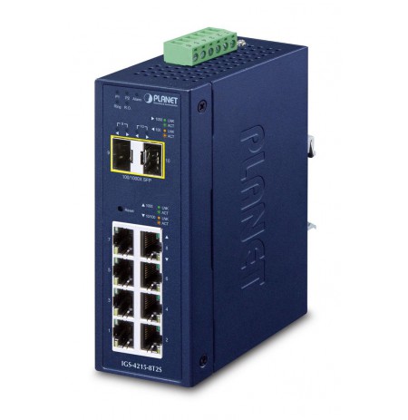 PLANET IP30 Industrial L2/L4 8-Port Managed Switch L2/L4 Gigabit Ethernet (10/100/1000) Blue