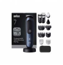 Braun Hair Trimmer | All-in-One Series 7 AIO7580 | Cordless | Wet & Dry | Number of length steps 14 | Blue/Black