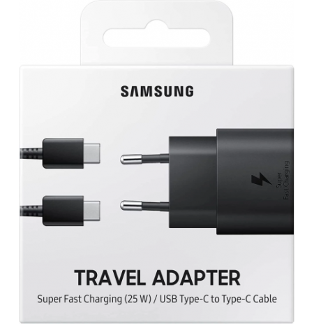 Samsung EP-TA800 Super Fast Charging 25W Įkroviklis USB-C + Kabelis USB-C, Juoda