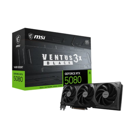 MSI GeForce RTX 5080 16G VENTUS 3X OC BLACK | NVIDIA | 16 GB | GeForce RTX 5080 | GDDR7 | HDMI ports quantity 1 | PCI Express Ge