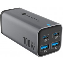 Desktop charger Forcell F-Energy GaN III 2x USB-C 2x USB-A QC 4.0 PD 5A 100W VT-49 grey