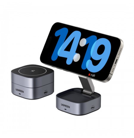 Ugreen 35278 mobile device charger Headphones, Smartphone Grey AC, USB Wireless charging Fast charging Indoor