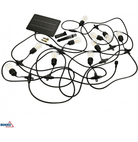 SOLARNA GIRLANDA OGRODOWA LED BEMKO SOLBEE 3W 3000K 10SZT 10M IP65 black C83-SOB-003BL-3K