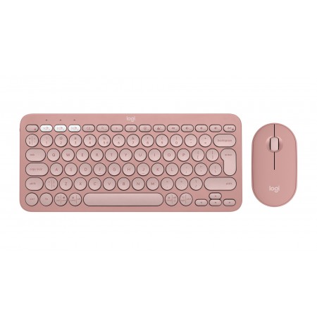Logitech Pebble 2 Combo keyboard Mouse included Universal RF Wireless + Bluetooth QWERTY US International Pink