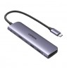 Ugreen CM195 6-in-1 USB-C adapter – HDMI / 2× USB-A 3.0 / USB-C PD / SD / TF card reader – grey