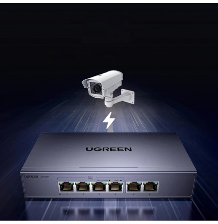 Ugreen 6-port Ethernet switch 1 Gbps with PoE - grey