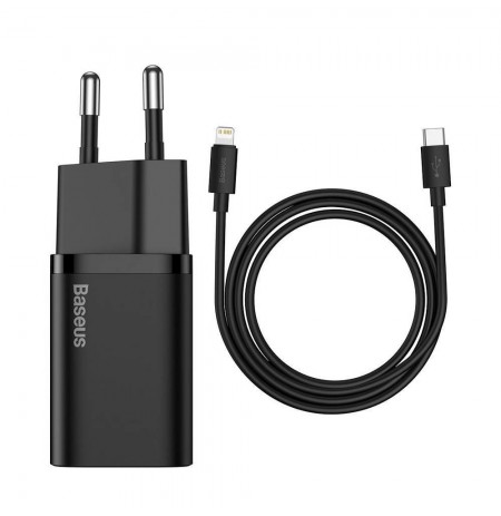 Baseus Super Si 1C fast charger USB Type-C 20W Power Delivery + USB-C Lightning 1m cable black