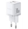 Baseus Palm 30W mains charger USB-C USB-A - white