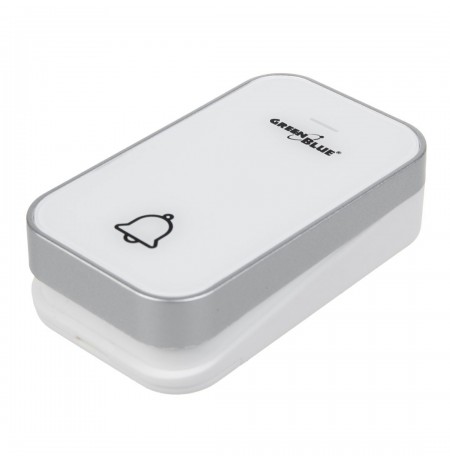 GreenBlue GB157 W Kinetic Battery-free Wireless Door Bell, Melodies, White, Range up to 200m, IP44