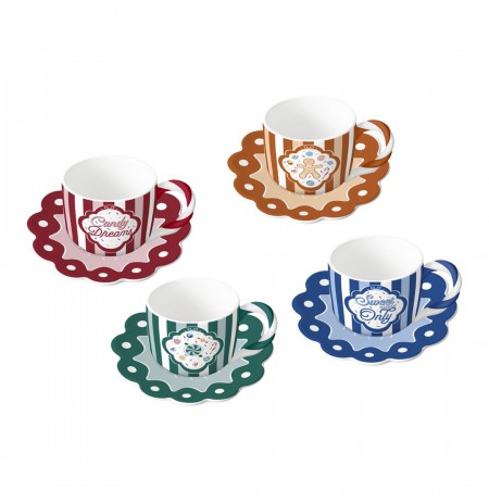 Set of 4 cups with saucers NCANDY003 BIALETTI