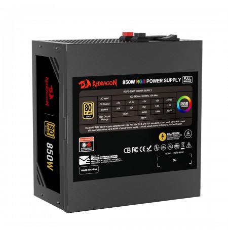 REDRAGON GC-PS007-1-V2 850W 80 Plus Gold LED power supply unit Black