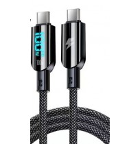 Vakoss TC-U560 USB-C to USB-C Cable with Digital Display, 100W, 1.5m, Black
