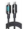 Vakoss TC-U560 USB-C to USB-C Cable with Digital Display, 100W, 1.5m, Black