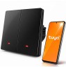 Qoltec 52708 Smart 2-Gang Light Switch | Wi-Fi | Timer | Tuya | Smart life | Black