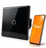 Qoltec 52711 Smart Touch 1-Gang Light Switch | Wi-Fi | Timer | Tuya | Smart Life | Tempered Glass | Black