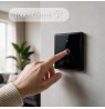 Qoltec 52711 Smart Touch 1-Gang Light Switch | Wi-Fi | Timer | Tuya | Smart Life | Tempered Glass | Black