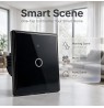 Qoltec 52711 Smart Touch 1-Gang Light Switch | Wi-Fi | Timer | Tuya | Smart Life | Tempered Glass | Black